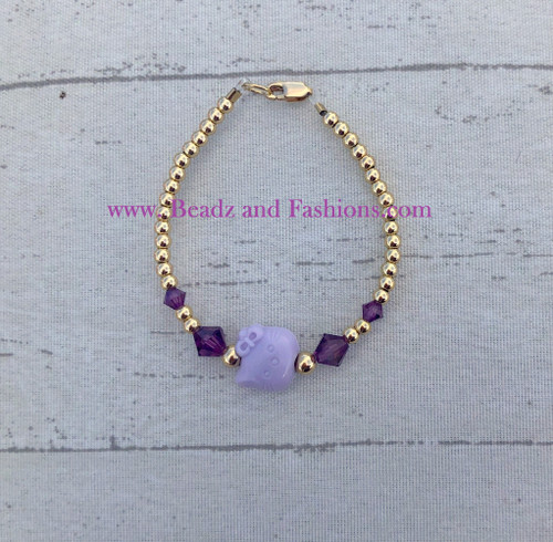 14k gold hello kitty purple bracelet #1