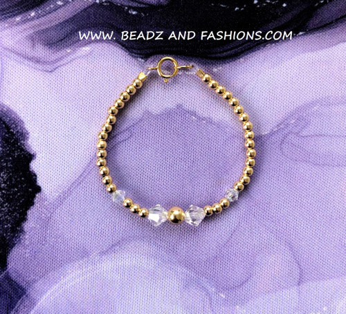 14k gold ANY COLOR  crystal bracelet  #3 kids