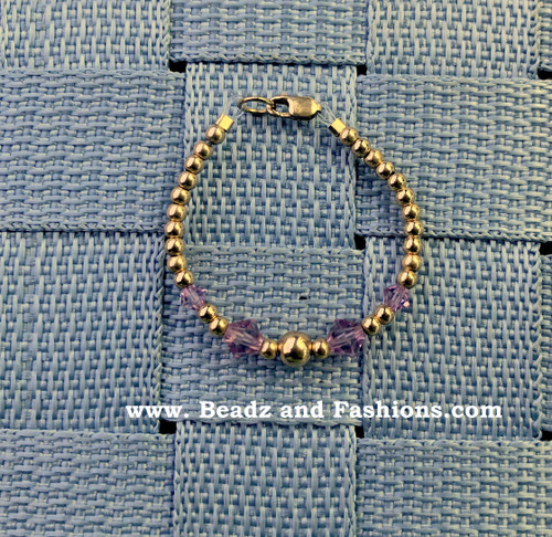 14k gold ANY COLOR  crystal bracelet  #3 kids