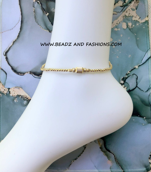 14k All gold tube  Anklet #1