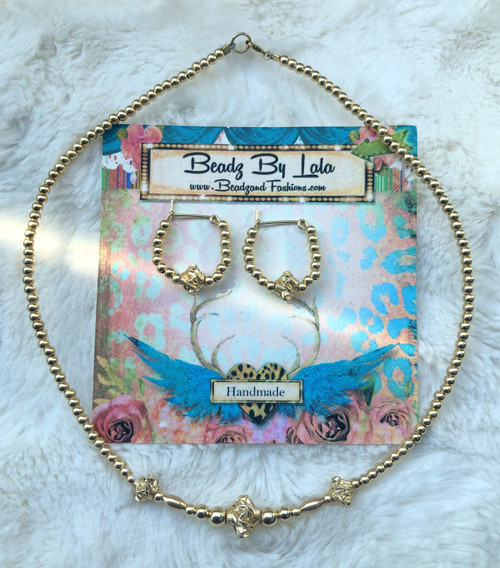 14k All gold 2pc Nugget set kids #2e