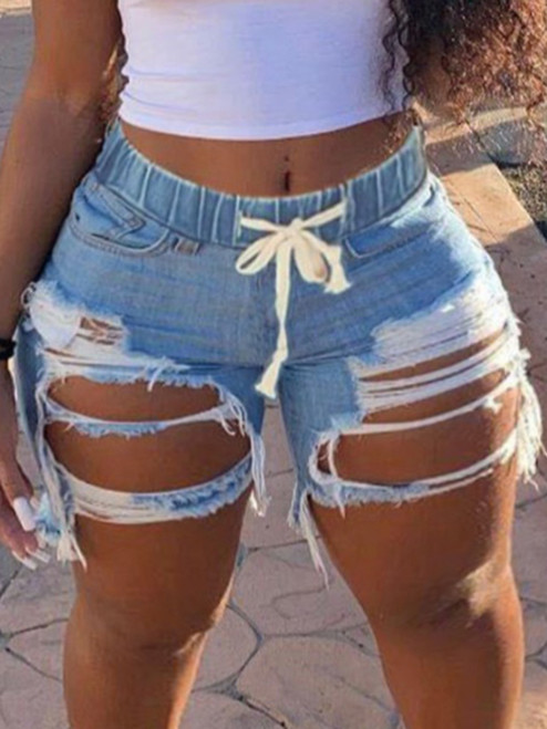 Blue Ripped shorts