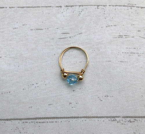 14k gold March crystal ring kids