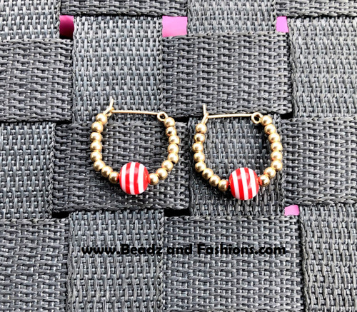 14k gold  stripe hoop earrings