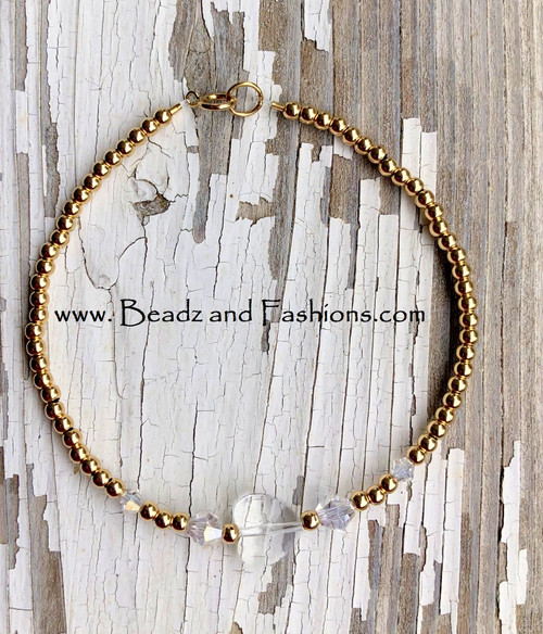 14k Gold clear heart bracelet #2