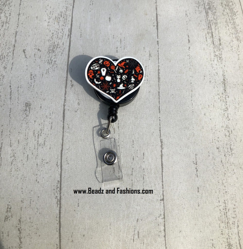 Halloween heart planar badge reel