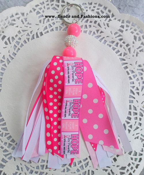 Breast Cancer hope Large tassel Key chain