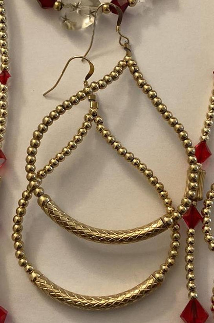 14k gold bangle dangle hoop earrings #1