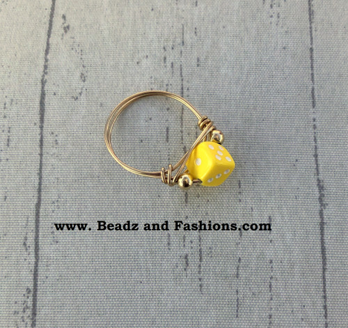 14k gold filled yellow dice ring