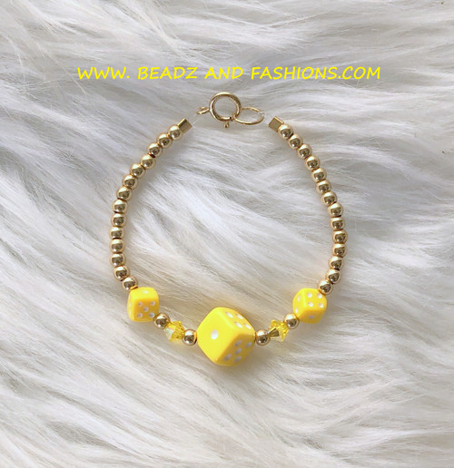 14k gold yellow dice bracelet kids