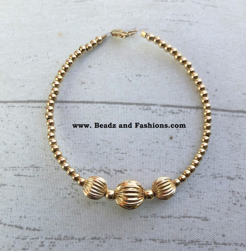 14k All gold corrugated ball bracelet #3