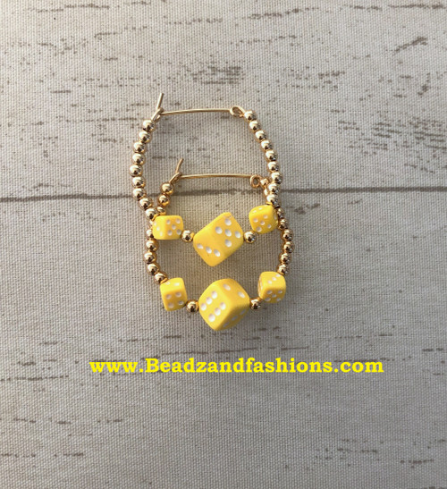 14k gold Yellow dice earring #1