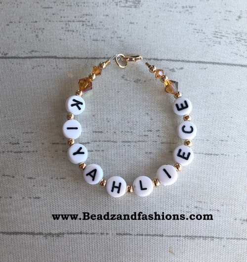 14k gold November Letter Name bracelet kids