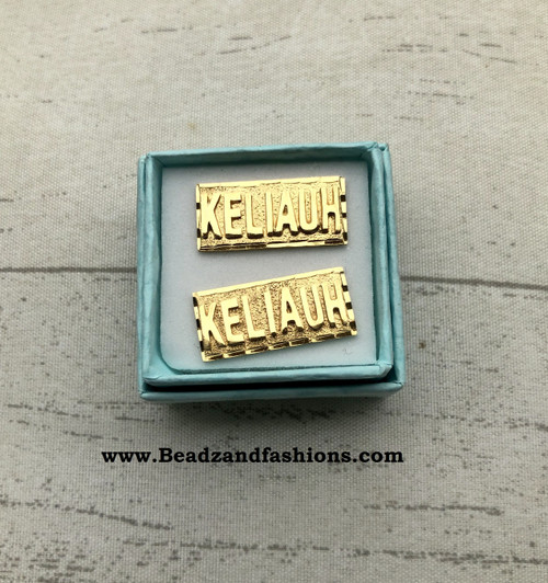 14k gold filled Nameplate earrings Keliauh