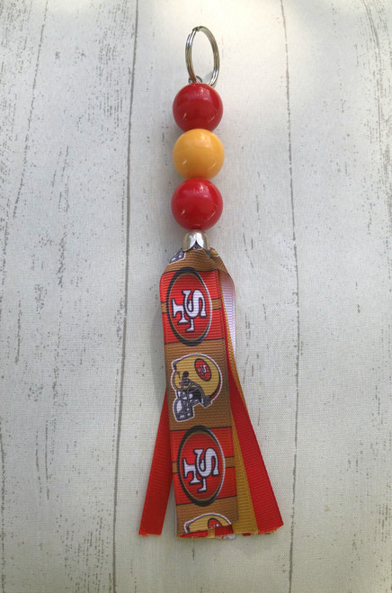 49ers stripe Medium tassel Keychain