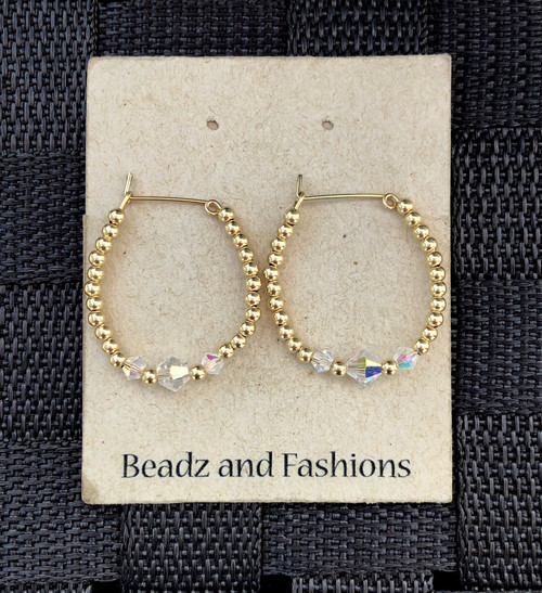 14k gold Medium April hoop earrings