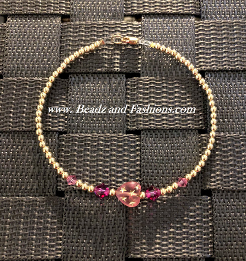 14k gold pink & fuchsia stardust bracelet