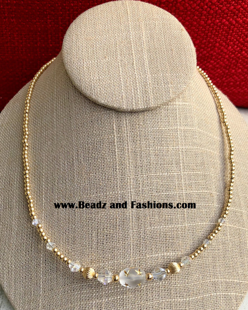 14k gold Clear Oval Stardust necklace