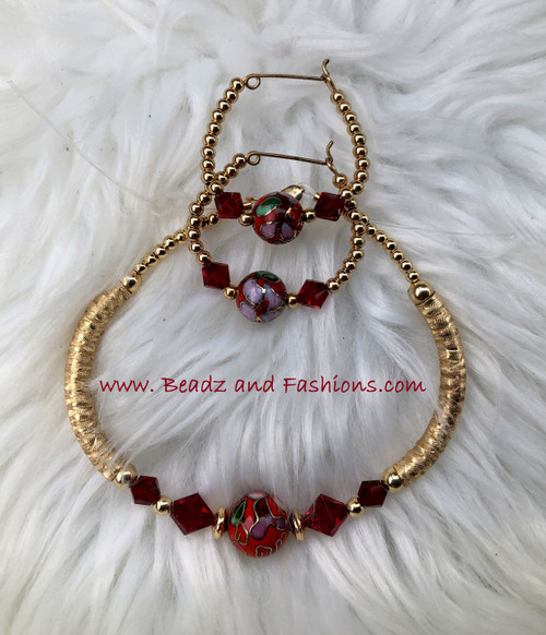 14k gold 2pc Red chinese set