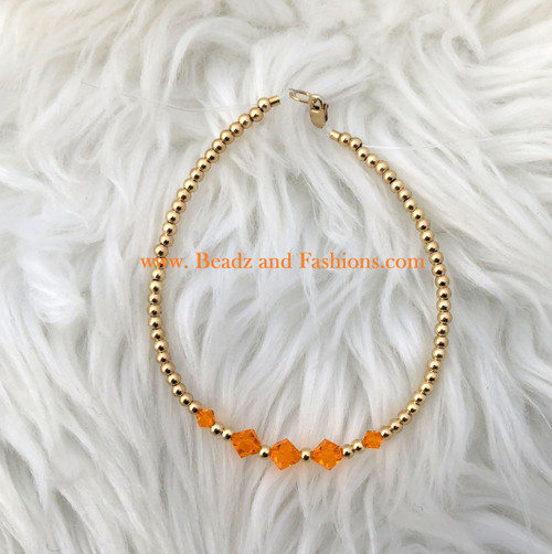 14k gold orange birthstone crystal bracelet #1