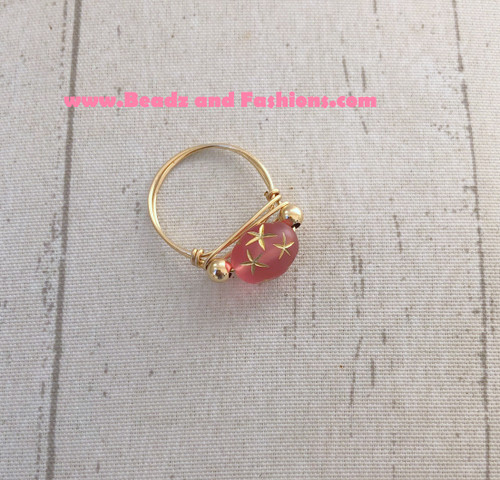 14k gold oval pink stardust ring #1