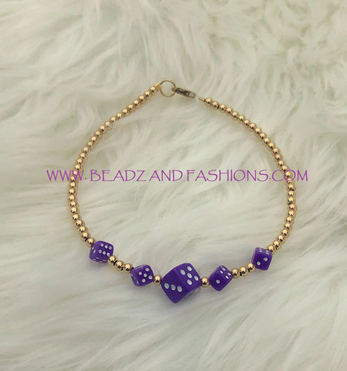 14k Gold purple Dice bracelet #2