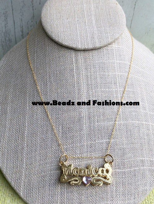 14k gold filled 3D ANY NAME small 3D nameplate #1 With small chain