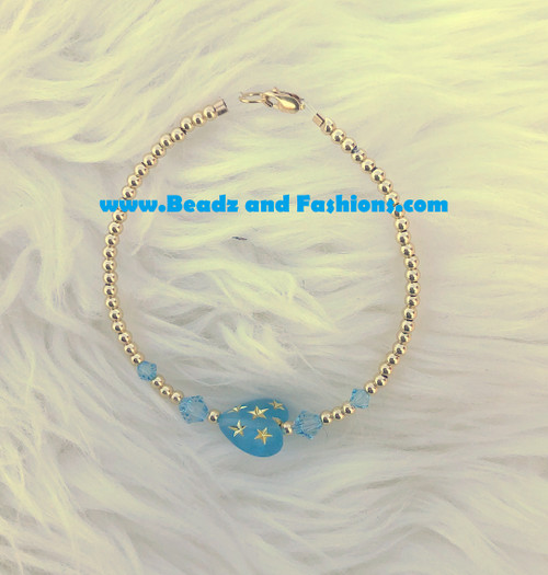 14k gold March stardust heart bracelet