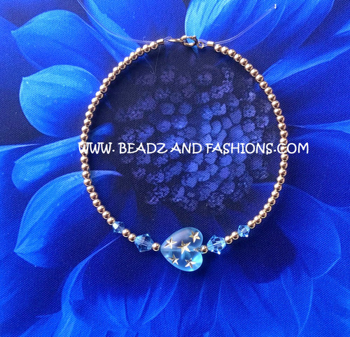 14k gold March stardust heart bracelet