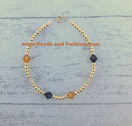 14k gold Brown MIX Birthstone bracelet #1