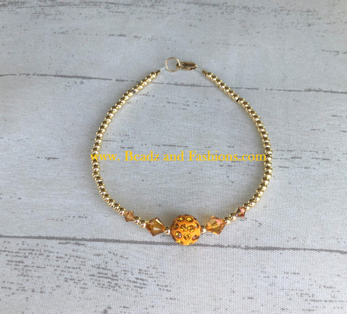 14k gold November pave bracelet