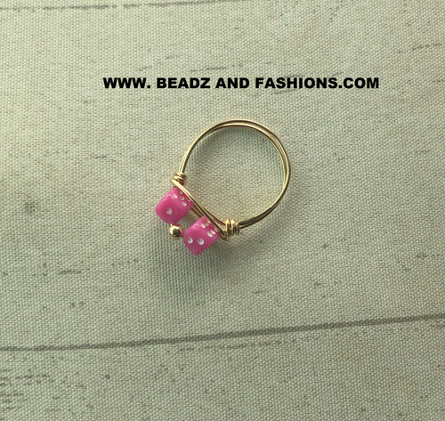 14k gold two tone pink dice ring #2