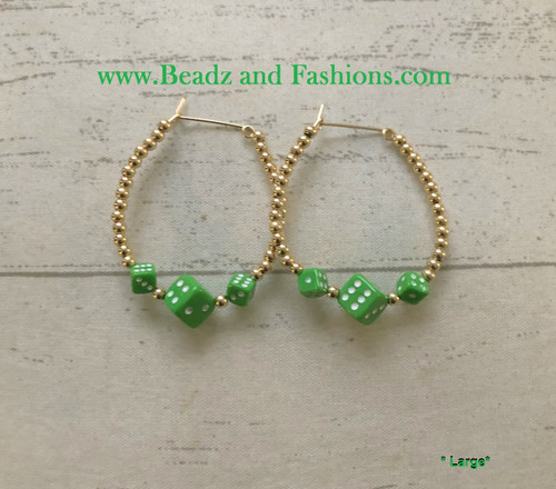 14k gold Large lime dice earring