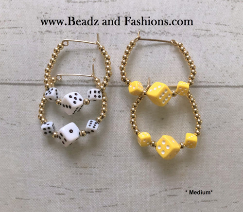 14k gold ANY COLOR Medium dice earring