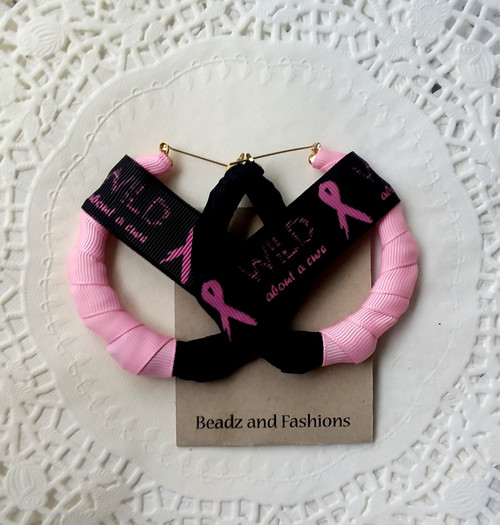 Breast Cancer wild cure wrap bamboo hoop earring