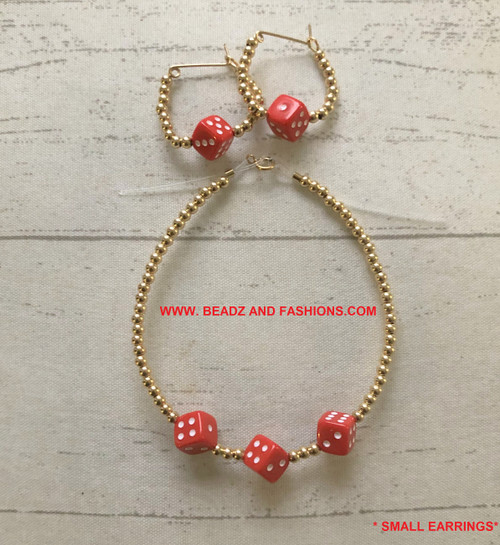 14k gold 2pc red dice set
