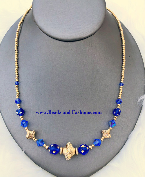 14k gold Septmeber nugget & stardust necklace