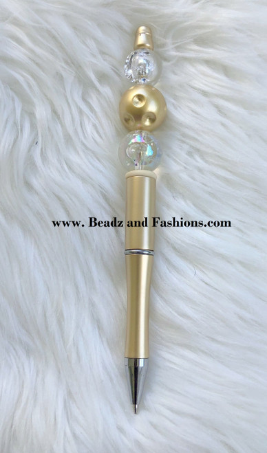 Custom Gold & clear Beadable pen