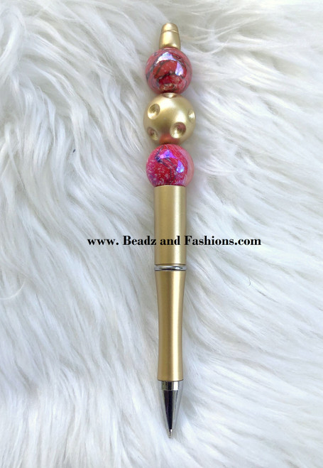 Custom Gold & red Beadable pen