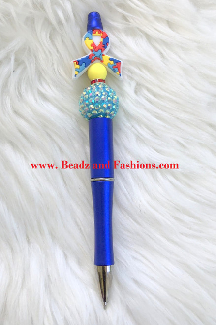 Custom" Autism Ribbon" Beadable pen