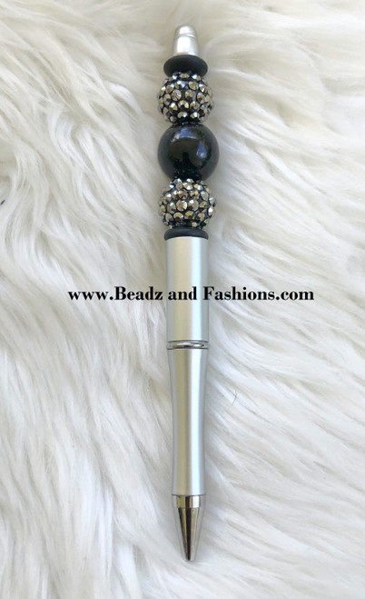 Custom Gray pave Beadable pen