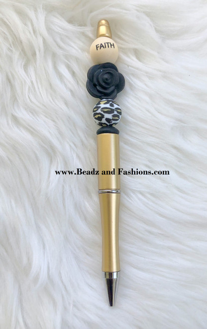 Custom "Faith" Rose gold Beadable pen