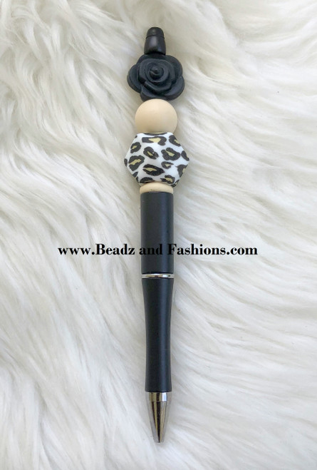 Custom Leopard Rose Beadable pen