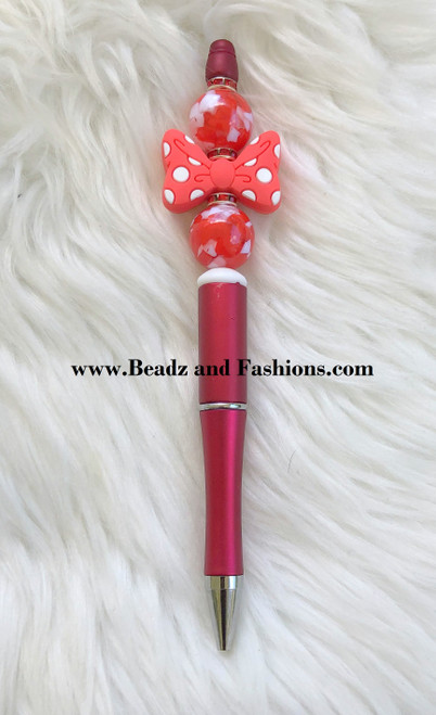 Custom" Minnie" bow Beadable pen