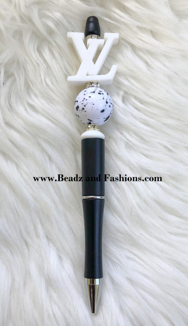 Custom" Logo" white Beadable pen #1