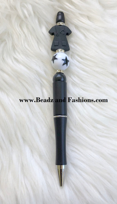 Custom medical " scrub" white Beadable pen