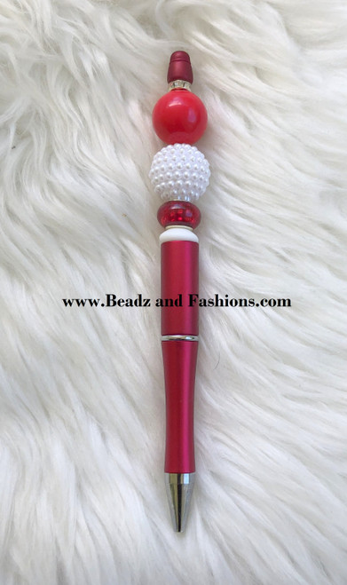 Custom Red Beadable pen