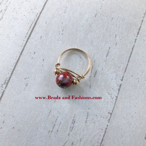14k gold filled red Chinese ring