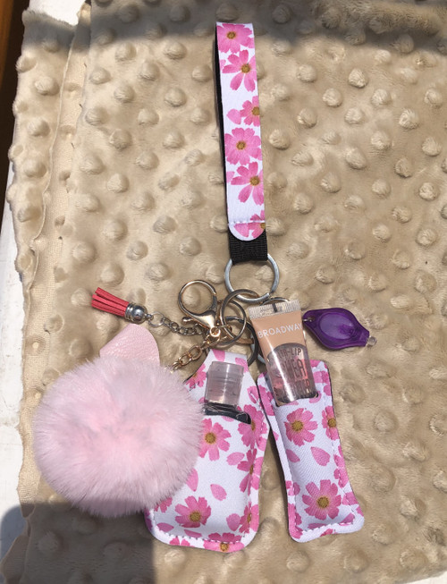 Flowers Lip gloss & hand sanitizer Keychain #1