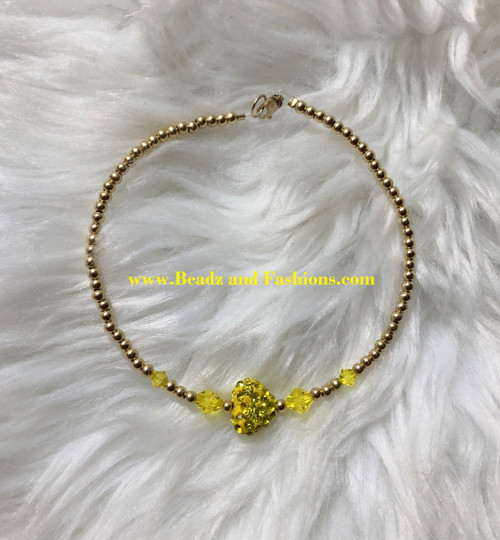 14k gold filled yellow heart pave bracelet